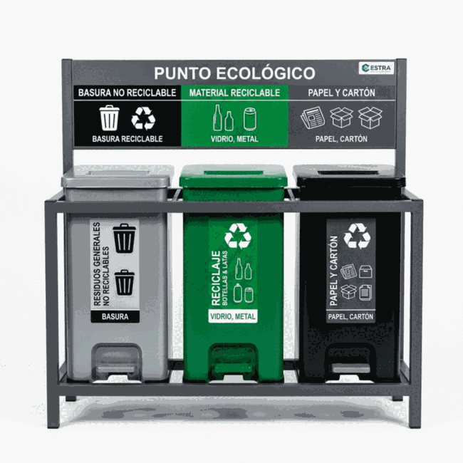Punto ecológico 3 canecas 53 litros