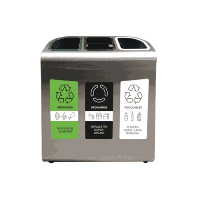 Punto Ecológico Floor M 3 Compartimentos 110L Cold Rolled