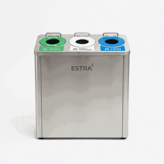 Punto Ecológico Icona S 3 Compartimentos 105L Acero Inox-Cold Rolled