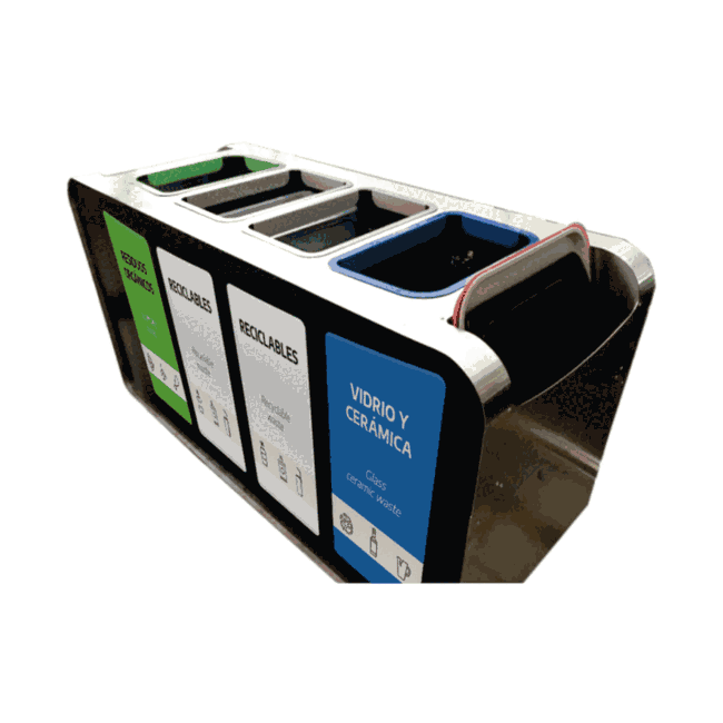 Punto Ecológico Neri L 4 Compartimentos 348L Acero Inox-Cold Rolled