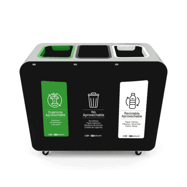 Punto Ecológico Neri M 3 Compartimentos 260L Acero Inox-Cold Rolled